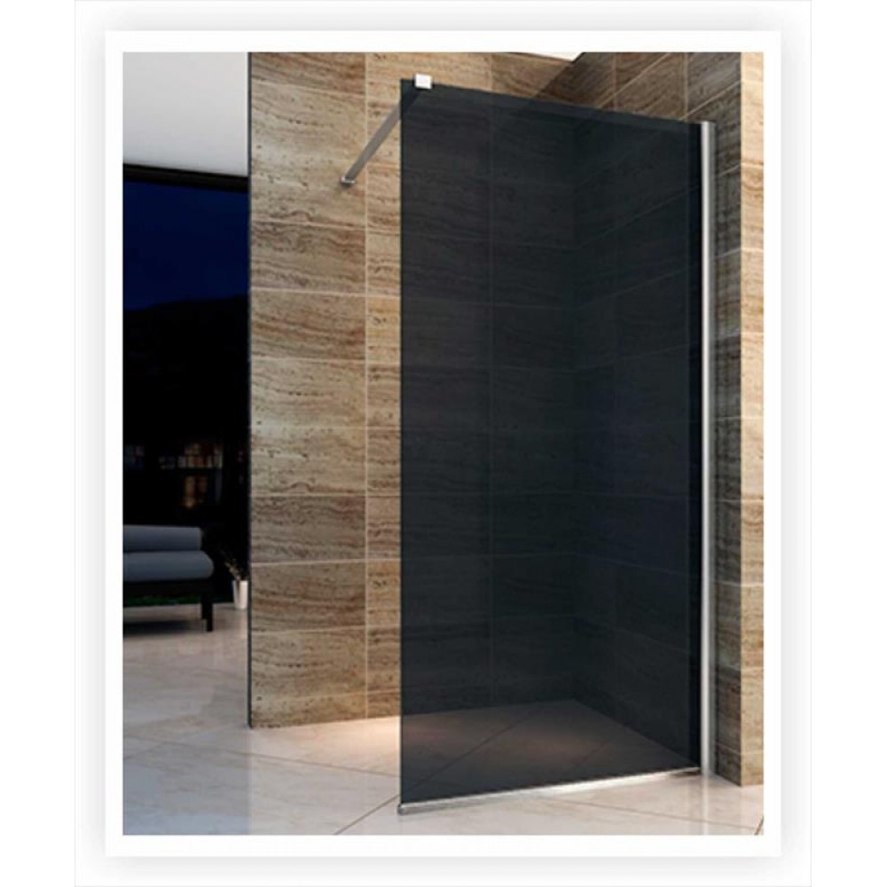 #B3 LIBERO PAROIE FUMÉ (1580x1600)x2000CM PROFIL ALUMINIUM CHROME/REGLABLE 2CM+SUPPORT INOX 1200MM+PROFIL SOL